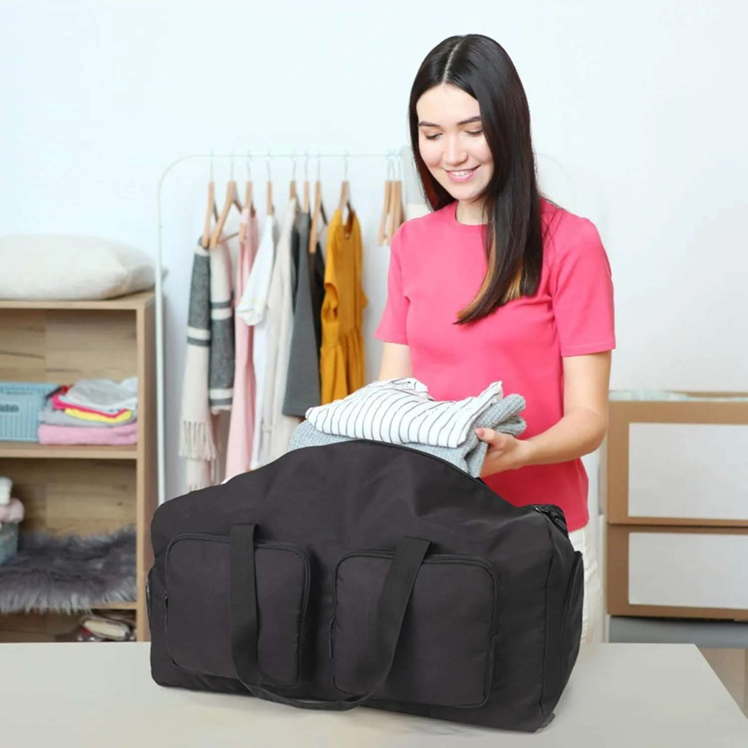 Travel Duffel Bags 65L,Gym Bag, Travel Bag, Duffle Bag for Men, Foldable Overnight Weekender Bags for Women & Men with Adjustable Shoulder Strap