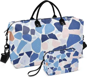 Travel Duffel Bags Travel Weekender Gear Bag Gym Tote Bag with Adjustable Strap for Travel Multifunctional Terrazzo Pattern Glory Blue