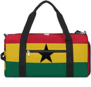 Travel Duffel with Ghana Flag for Men Women Shoe Compartment Sports Bag