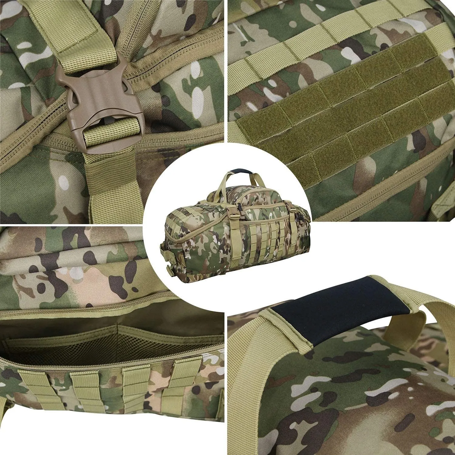 Travel Duffle Bag Backpack for Men - Large Tactical Bags Weekender Gym Bag for Overnight Traveling Military Workout Deployment Sports (Camo, 25L)