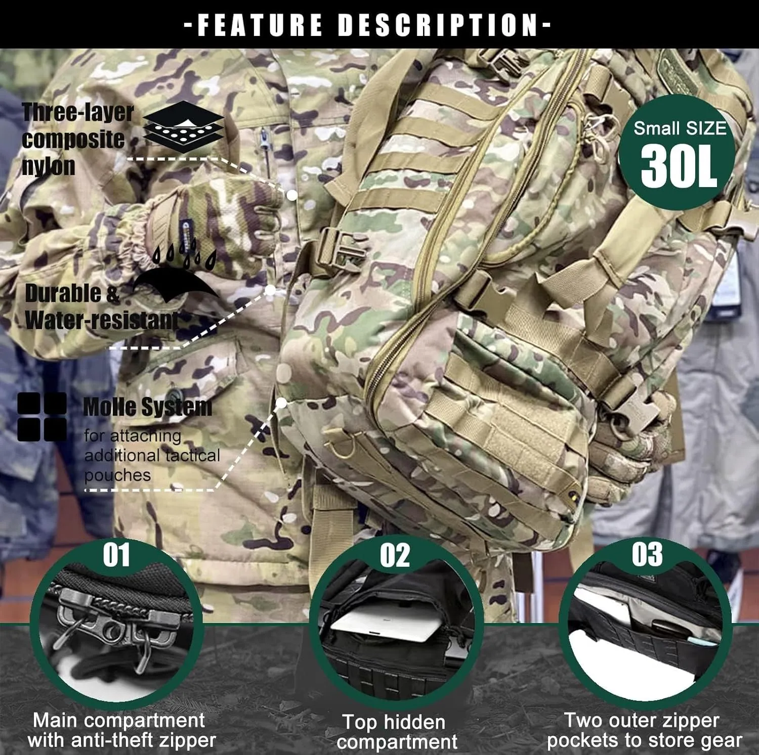 Travel Duffle Bag Backpack for Men - Large Tactical Bags Weekender Gym Bag for Overnight Traveling Military Workout Deployment Sports (Camo, 25L)