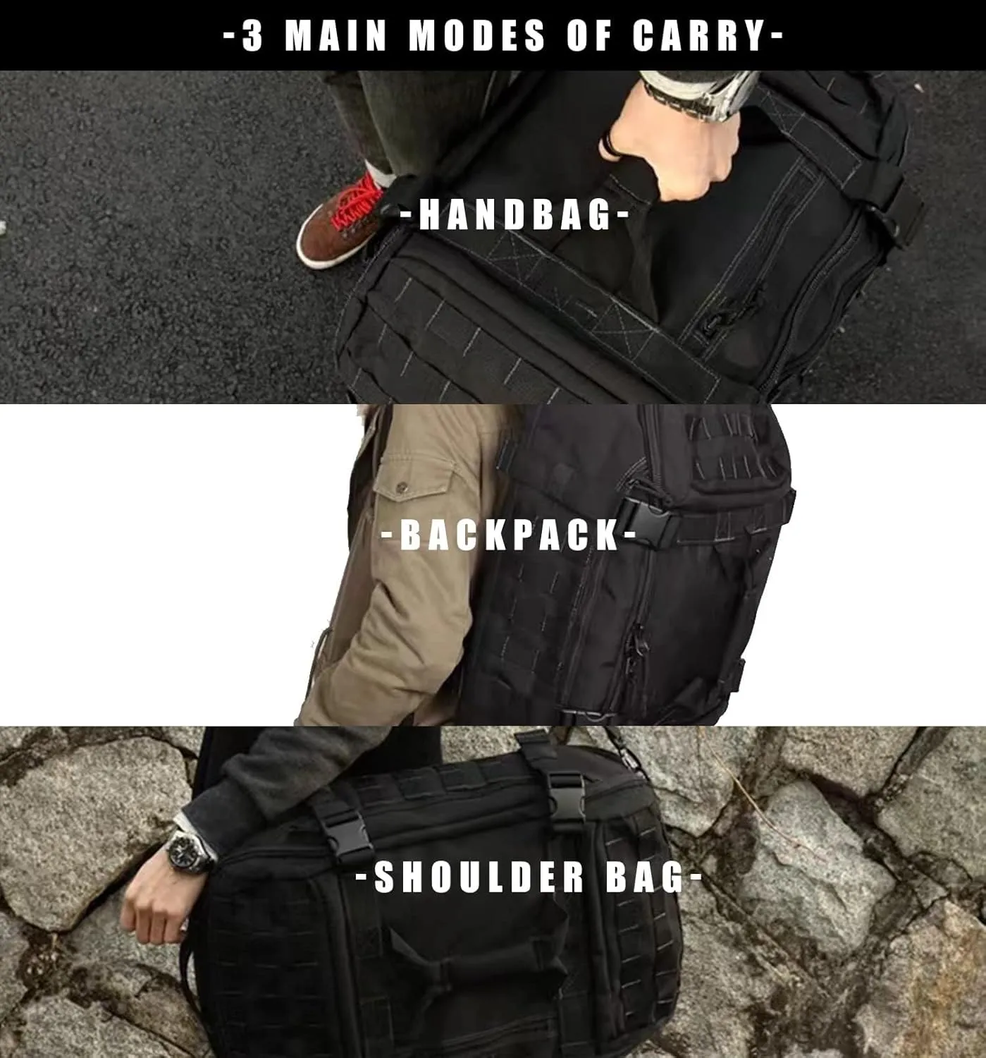 Travel Duffle Bag Backpack for Men - Large Tactical Bags Weekender Gym Bag for Overnight Traveling Military Workout Deployment Sports (Coyote, 25L)