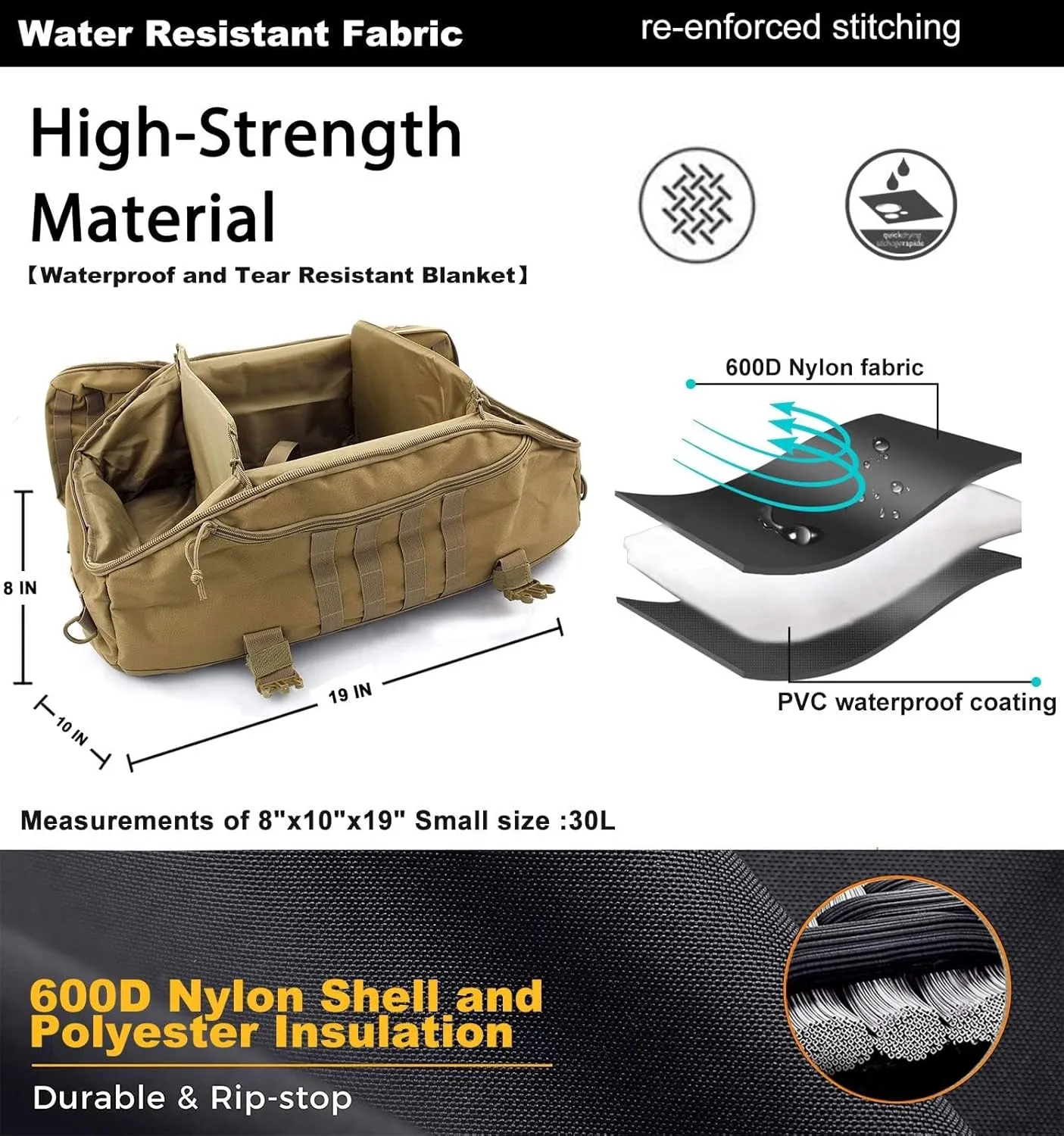 Travel Duffle Bag Backpack for Men - Large Tactical Bags Weekender Gym Bag for Overnight Traveling Military Workout Deployment Sports (Coyote, 25L)