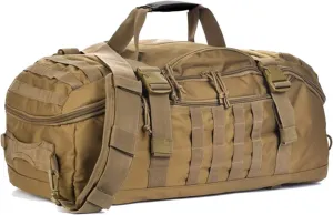 Travel Duffle Bag Backpack for Men - Large Tactical Bags Weekender Gym Bag for Overnight Traveling Military Workout Deployment Sports (Coyote, 25L)