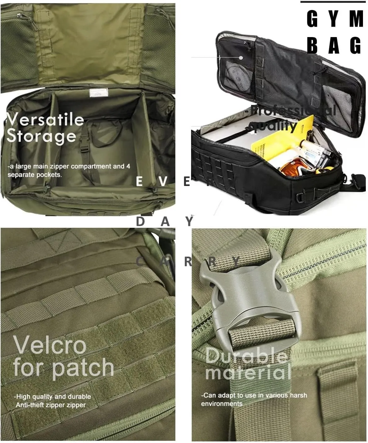 Travel Duffle Bag Backpack for Men - Large Tactical Bags Weekender Gym Bag for Overnight Traveling Military Workout Deployment Sports (Green, 25L)
