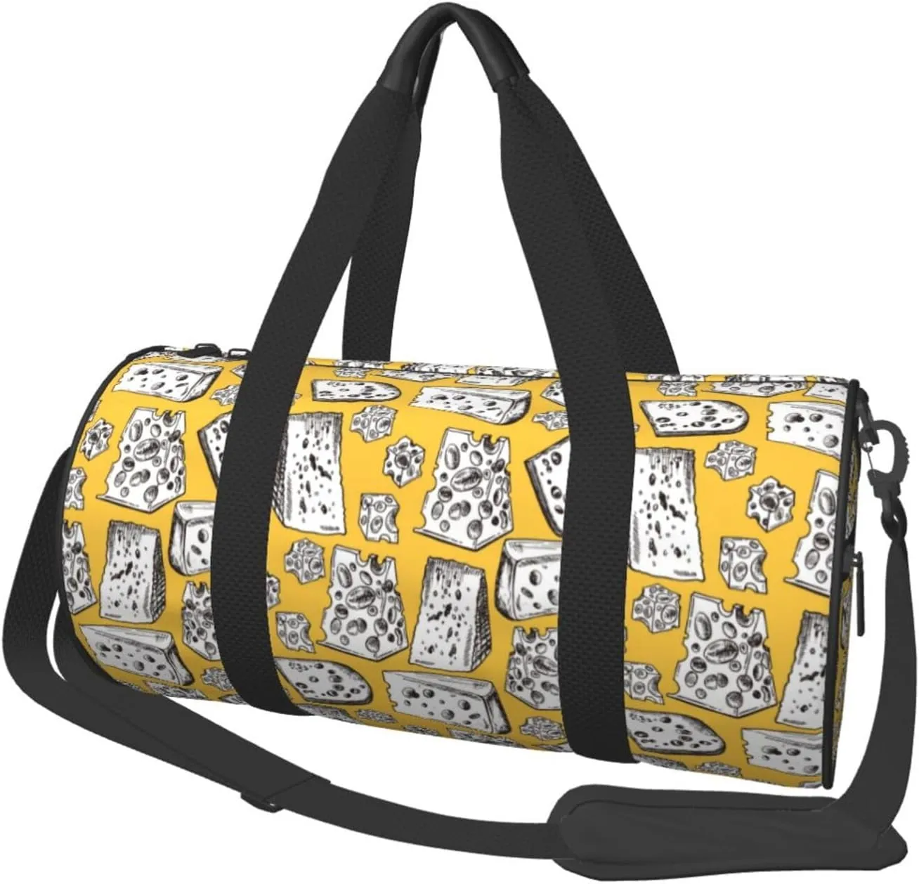 Travel Duffle Bag, Cute Cheese Bread Sports Gym Bag for Women Men, Carry On Bag Weekender Overnight Duffel Bag, Personal Item Travel Bag