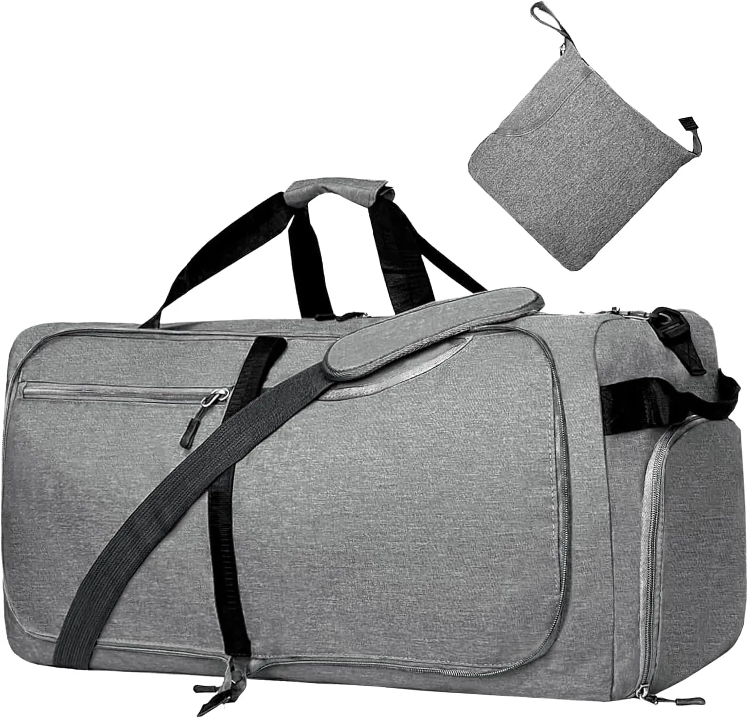 Travel Duffle Bag for Men, Extra Large Foldable Duffel Bags for Traveling with Shoes & Wet Compartment Waterproof Weekender Gym Bag for Men Women(115LDarkgrey)
