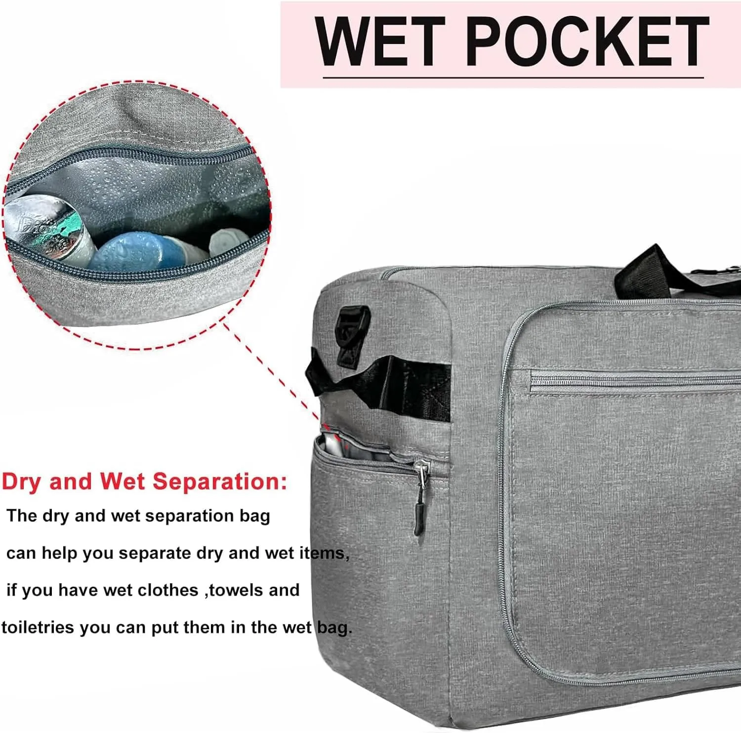 Travel Duffle Bag for Men, Extra Large Foldable Duffel Bags for Traveling with Shoes & Wet Compartment Waterproof Weekender Gym Bag for Men Women(115LDarkgrey)