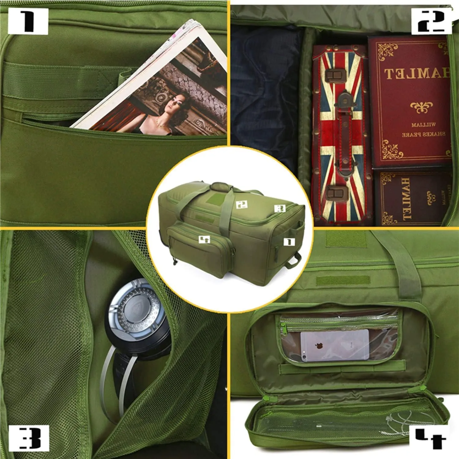 Travel Duffle Bag With Wheels Extra Large Rolling Duffel Bags for Tactical Military Deployment Camping