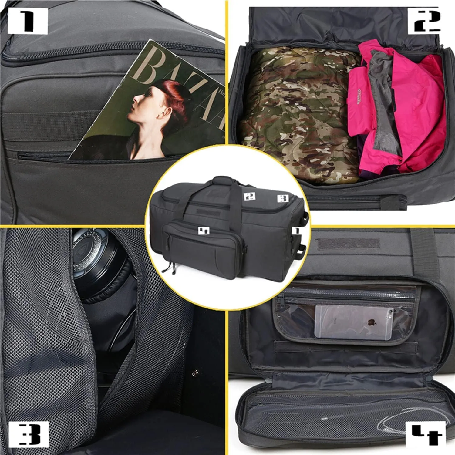 Travel Duffle Bag With Wheels Extra Large Rolling Duffel Bags for Tactical Military Deployment Camping