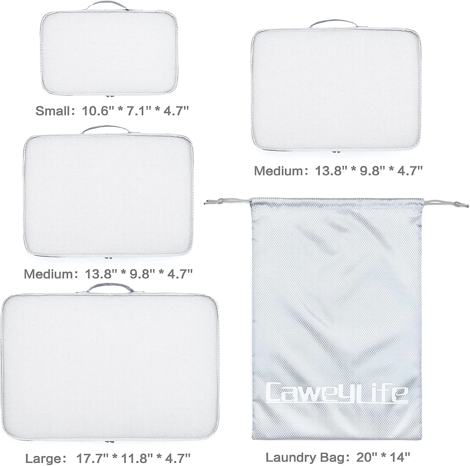 Travel Packing Cubes for Suitcases 5/10 Pcs Set, Carry On Suitcase Organizer Bags Set Luggage Travel Cube, Deep Large Design (Sliver Grey, Solid 5 Pcs Set)