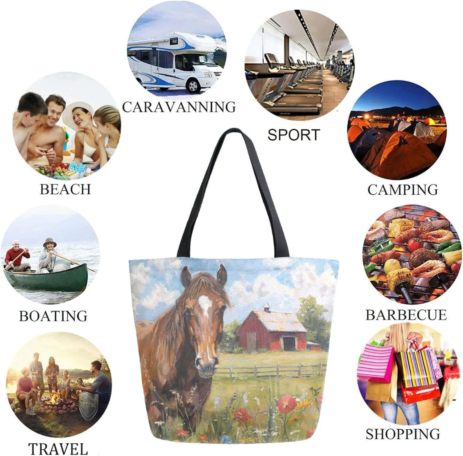 Trendy Cute Printed Pattern Extra Large Shoulder Tote Bag for Beach Travel Weekender Gym Grocery Shopping