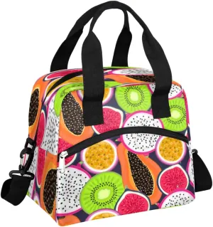 Tropic Fruit Slice Lunch Tote bag for Women Men Reusable Lunch box Cooler Bag for Adult Lunchbox Bag Leakproof Lunchbag with Shoulder Strap for Work Office Picnic Beach