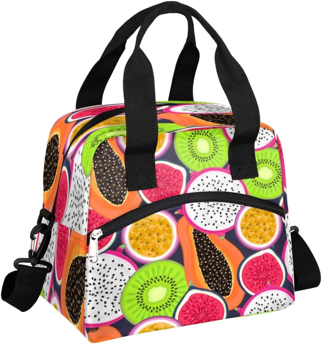 Tropic Fruit Slice Lunch Tote bag for Women Men Reusable Lunch box Cooler Bag for Adult Lunchbox Bag Leakproof Lunchbag with Shoulder Strap for Work Office Picnic Beach