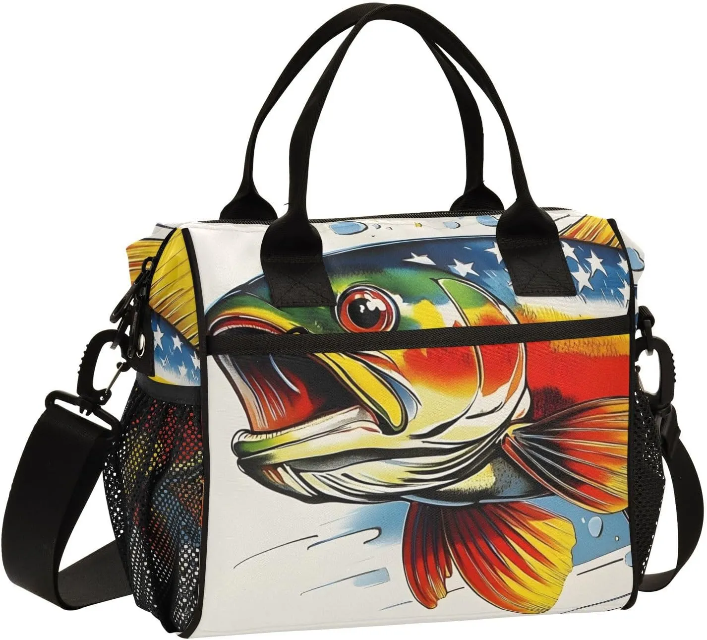 Trout America Insulated Lunch Bags Reusable Leak-proof Lunch Box Cooler Bag with Thermal Aluminum Lining Detachable Shoulder Strap Small