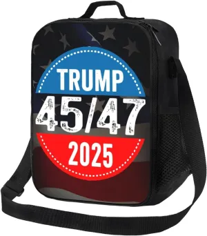 Trump 45 47 2025 president Lunch Box with Side Pocket Leakproof Portable Lunch Bags for Office Beach Work