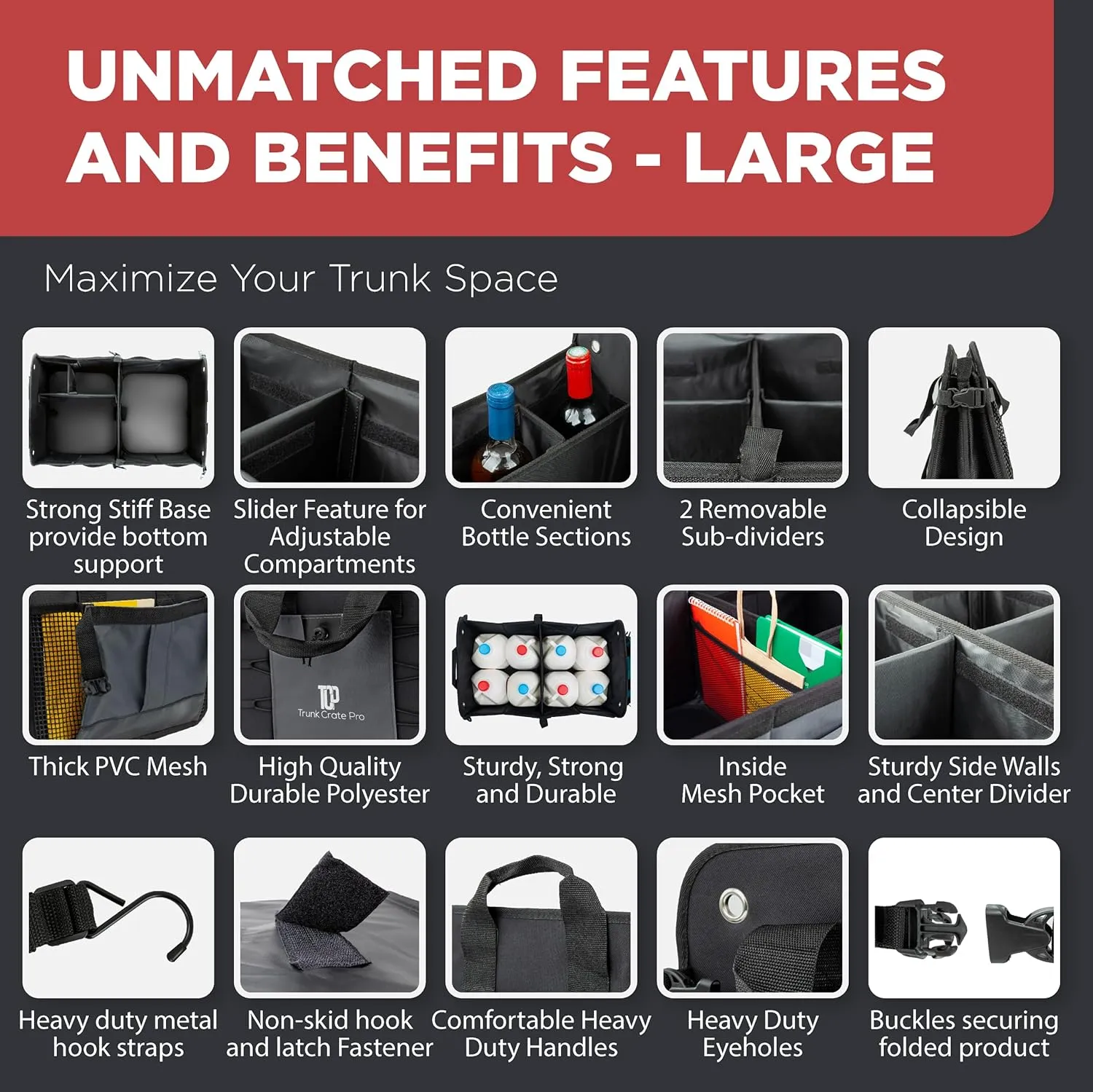 TRUNKCRATEPRO Car Storage organizers (Large Capacity)