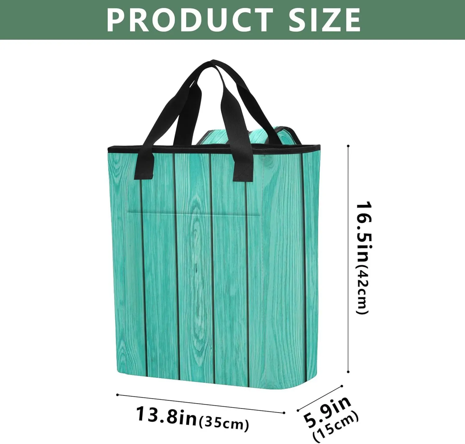 Turquoise Wooden Planks Textures Hot Cold Bags Insulated 36 Cans Lunch Bag for Work 13.8''x5.9''x16.5