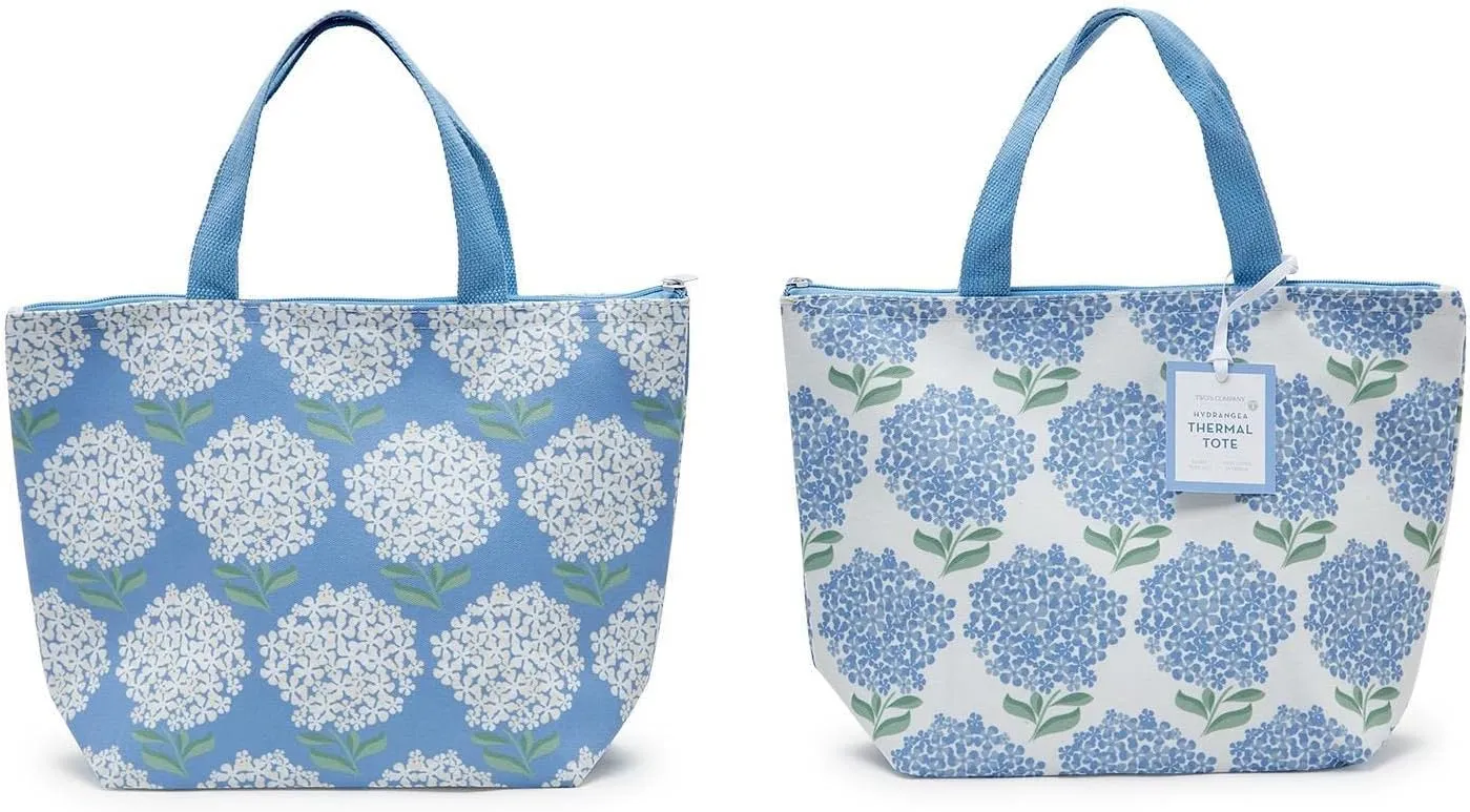Two's Company Hydrangea Thermal Lunch Tote Bag Assorted 2 Colorways