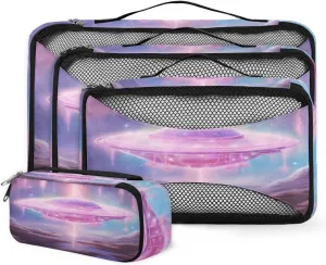 Ufo Spacecraft 4 Pcs set of Packing Cubes for Suitcases, Packing Cubes for Travel Accessories Luggage Carry On Suitcase Organizer Bags, 4 Various Sizes