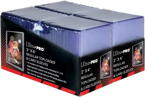 Ultra PRO 3" x 4" Clear Regular Top Loaders for Cards with Sleeves Bundle Standard Size 200ct Baseball/Trading Card Sleeve Toploader Card Protectors