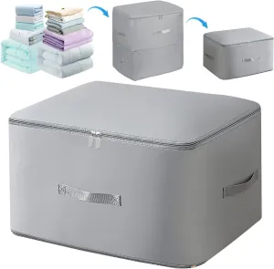 Ultra Space Saving Self Compression Organizer, Heavy Duty Moving Bags, Storage Tote for Space Saving, Self Compression Moving Organizer Bag for Comforters, Bedding, Clothes (Grey, X-Large)