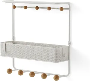 Umbra Alloy Steel Estique x Over-The-Door Multi-Use Organizer, W/Shelf, White