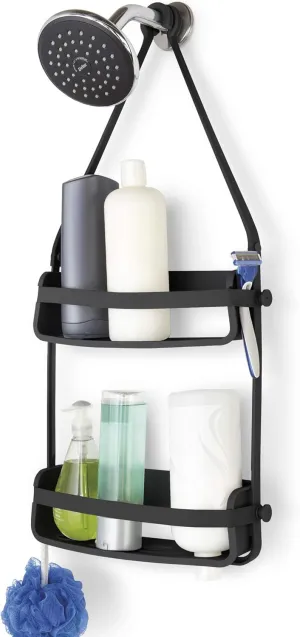 Umbra Flex Hanging Shower Caddy, Bathtub Shelf and Bathroom Organizer, Black