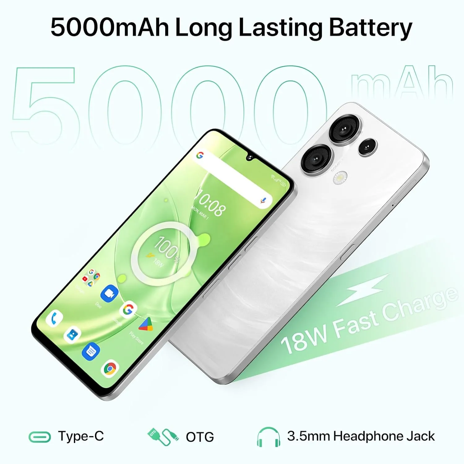 UMIDIGI G9 5G Cell Phone, Android 14 Unlocked Phones, 12(6 6) GB  128GB/1TB TF Expand, 5G Dual SIM, 50MP Camera, 6.75" HD  90Hz Display, AI Face & Fingerprint Unlock, 5000mAh Android Phone White