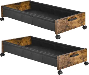 Under Bed Storage Longer Size, UnderBed Storage with Wheels, Under Bed Drawers, Metal Frame, for Clothes Books Blankets Toys Organizer, Patented Design, 2 Packs