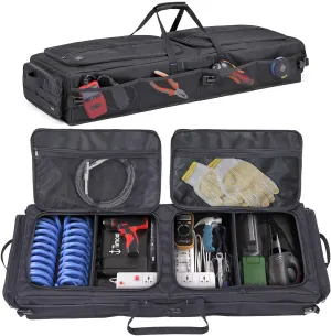 Under Seat Storage Bag Fit for SuperCrew Cab, Collapsible Truck UnderSeat Organizer with 3 Detachable Inner Dividers & Anti-slip Bottom Fit for Crew Cab(Full Size Trucks) (Large)