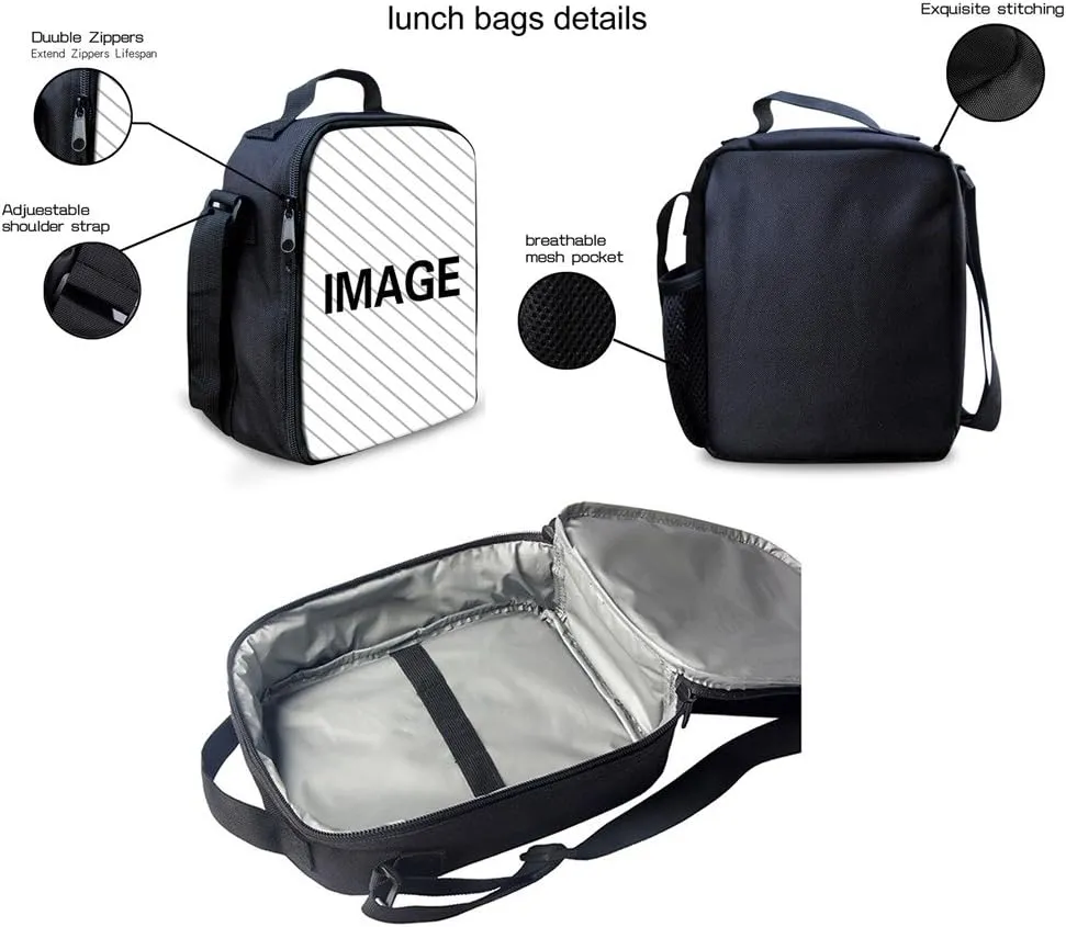 UNICEU American Flag Tractor Vehicle Kids School Backpack Set with Thermal Lunch Bag and Pencil Case, 3 in 1 Boys Girls Elementary Primary School Bags