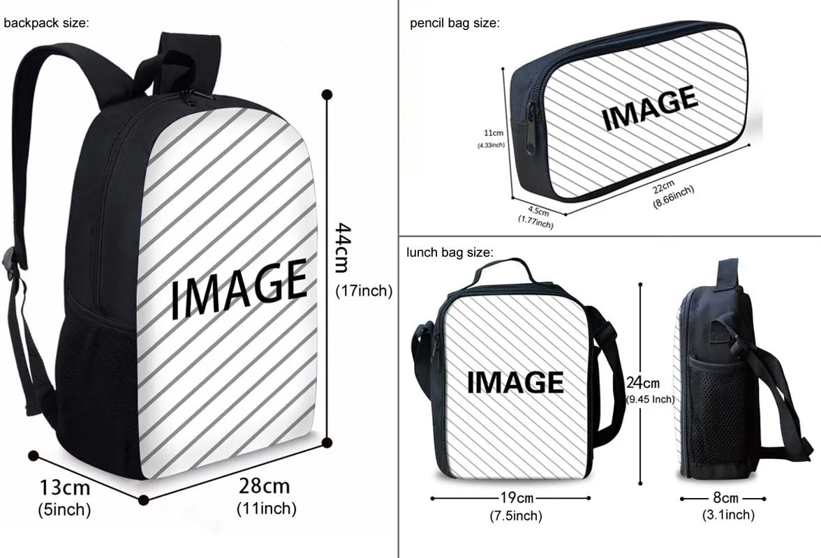 UNICEU American Flag Tractor Vehicle Kids School Backpack Set with Thermal Lunch Bag and Pencil Case, 3 in 1 Boys Girls Elementary Primary School Bags