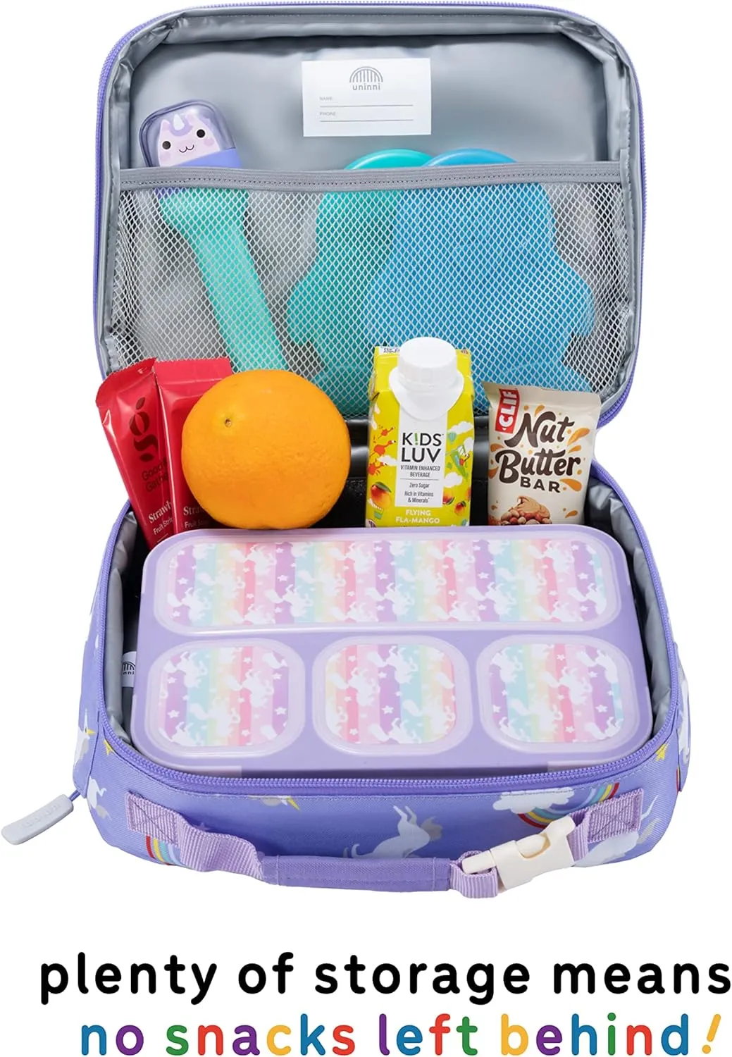 Unicorn Insulated Lunch box for Kids - Age 3  with Leak-Resistant Storage, Mesh Pocket, Removable Divider for Snacks, Sandwiches and Drinks, BPA-Free Food-Grade cute girls lunch box