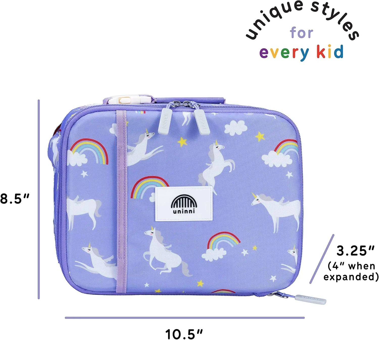 Unicorn Insulated Lunch box for Kids - Age 3  with Leak-Resistant Storage, Mesh Pocket, Removable Divider for Snacks, Sandwiches and Drinks, BPA-Free Food-Grade cute girls lunch box