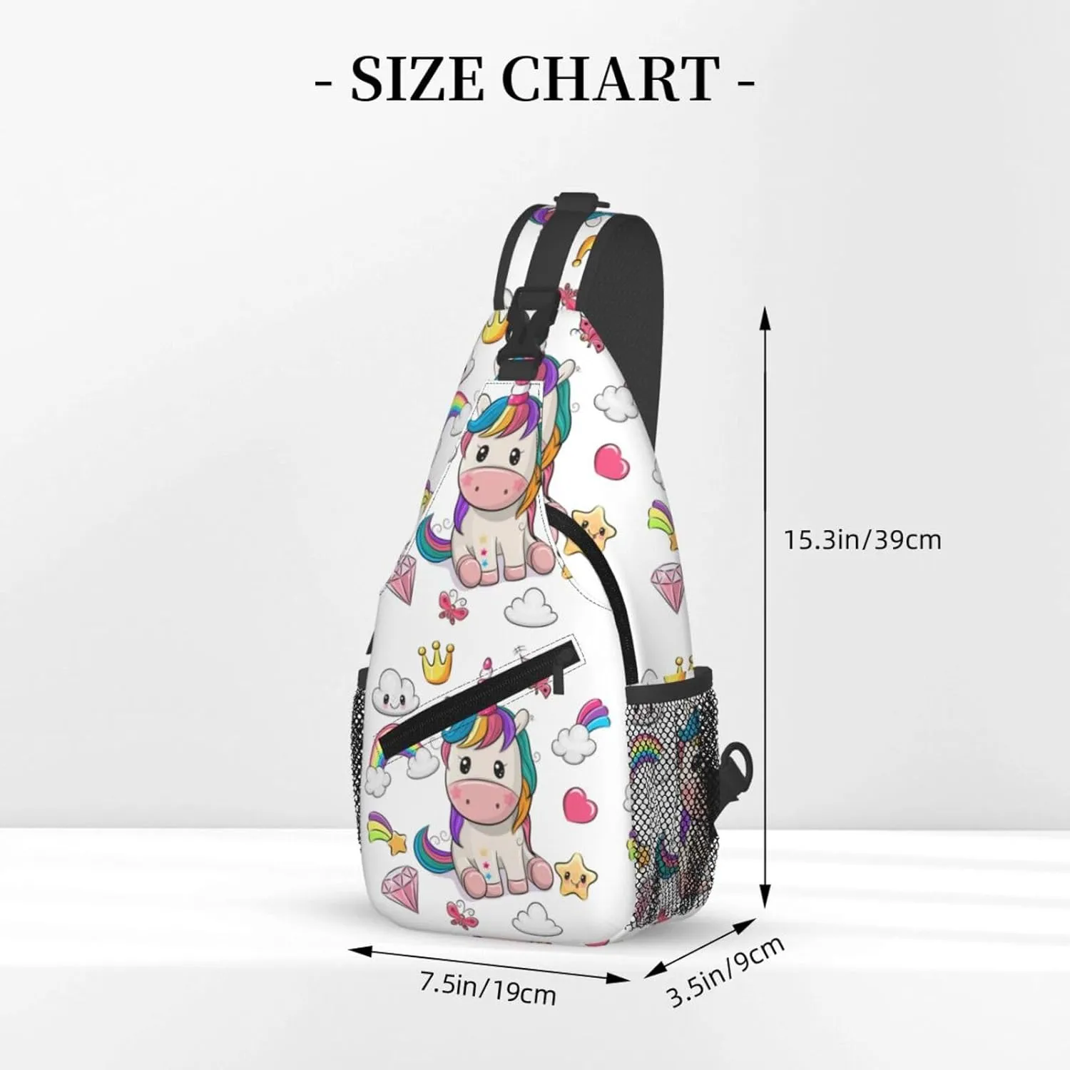 Unicorns Rainbow Diamond Crown Cloud Meteor Sling Bag Casual Crossbody Bag Sports Shoulder Backpack Travel Chest Pack Cycling Cross Bags Gym Hiking Daypack