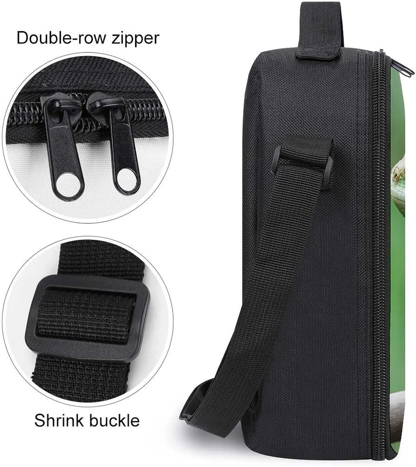Unisex Lunch Bag for Men, Large Insulated Lunchbox Meal Bag with Shoulder Strap Green Bearded Dragon Lizards Climbing The Tree Thermal Tote Bags for Office Work