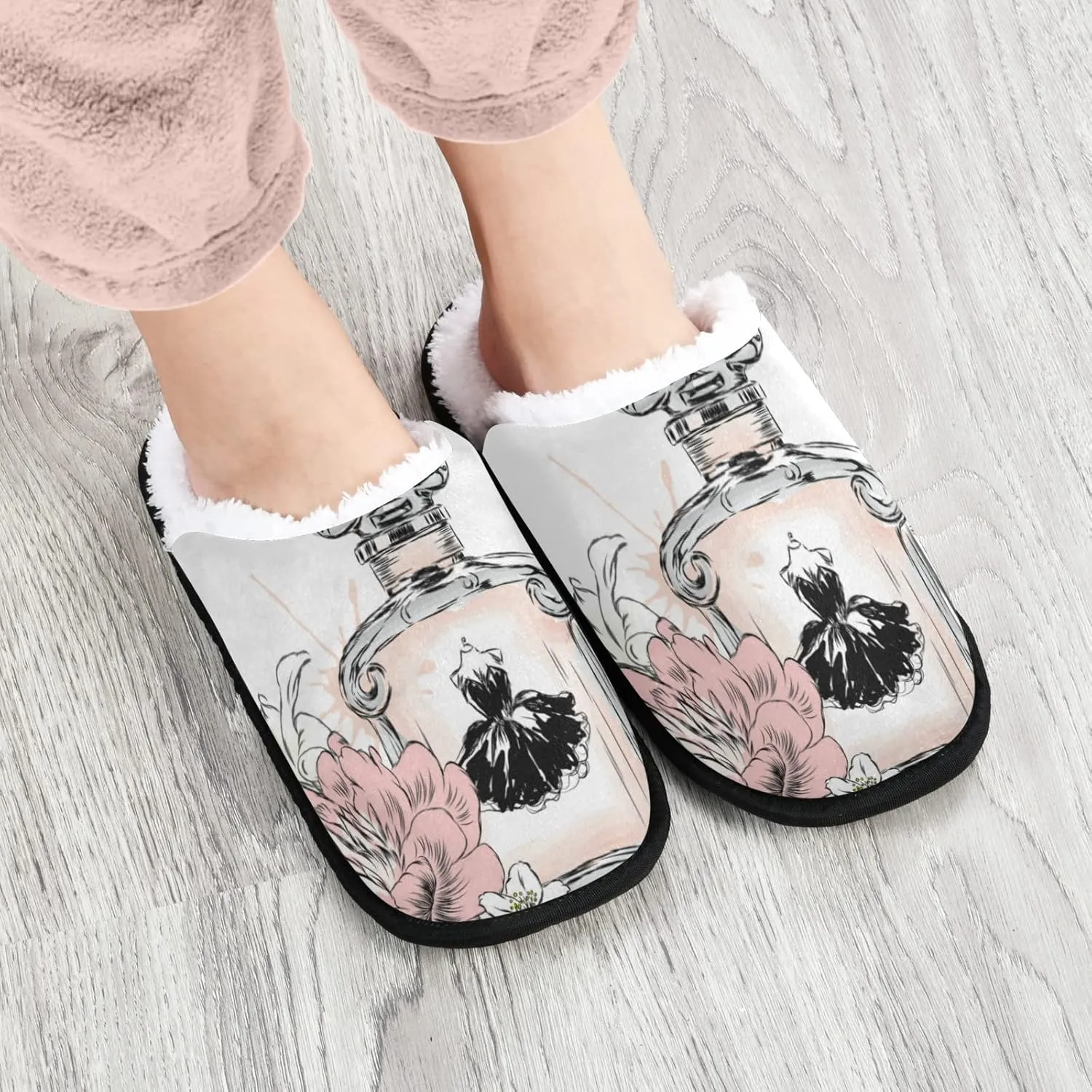 Unisex Slippers Fuzzy Feet Plush Cotton Slippers Anti-Slip Warm House Shoes M/L