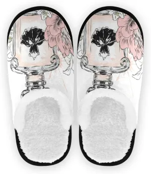 Unisex Slippers Fuzzy Feet Plush Cotton Slippers Anti-Slip Warm House Shoes M/L