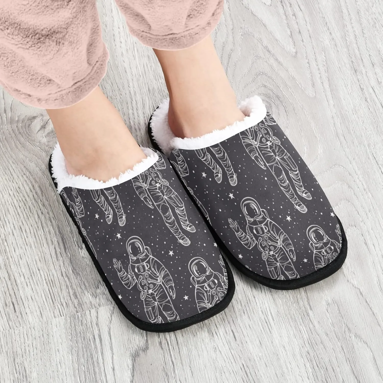 Unisex Slippers Fuzzy Feet Plush Cotton Slippers Anti-Slip Warm House Shoes M/L