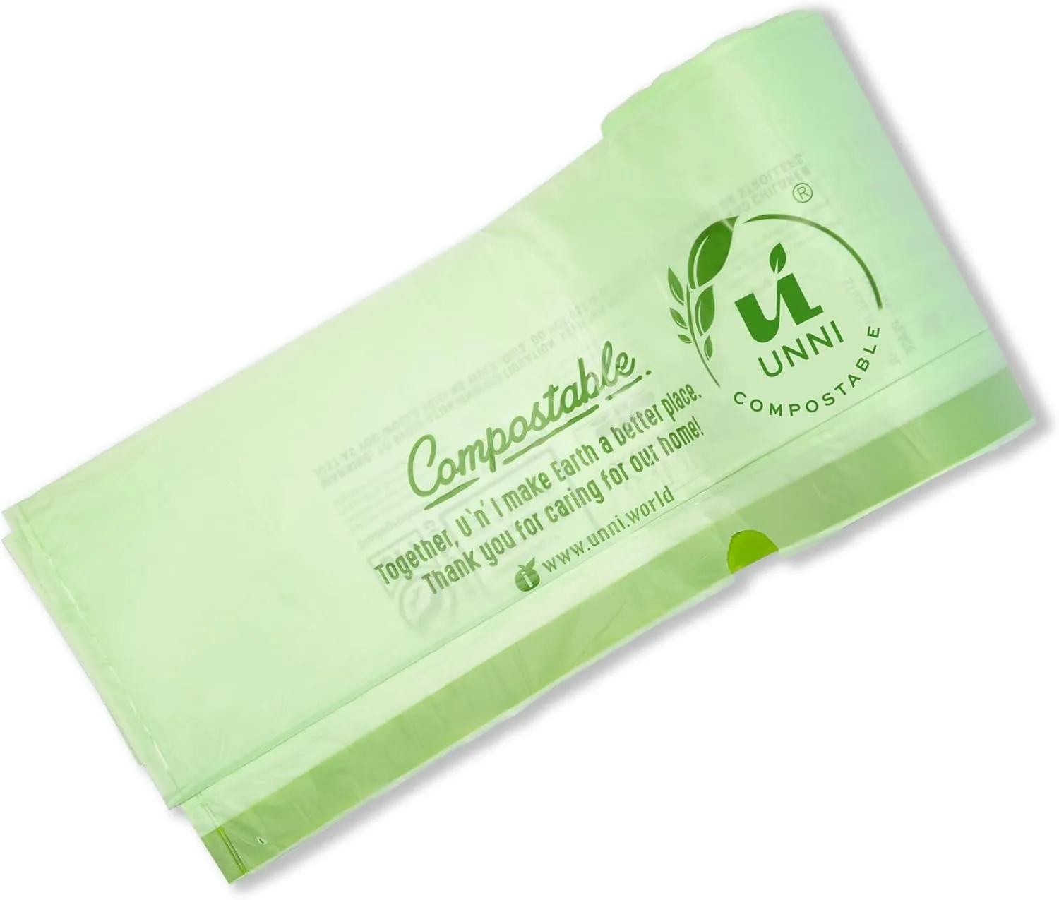 UNNI Compostable Drawstring Bags, 2.6-3.2 Gallon, 10-12 Liter, 60 Count, Heavy Duty 1 Mil, Small Food Scrap Waste Bags with Drawstring Handle, ASTM D6400, US BPI, CMA & Europe OK Compost Certified