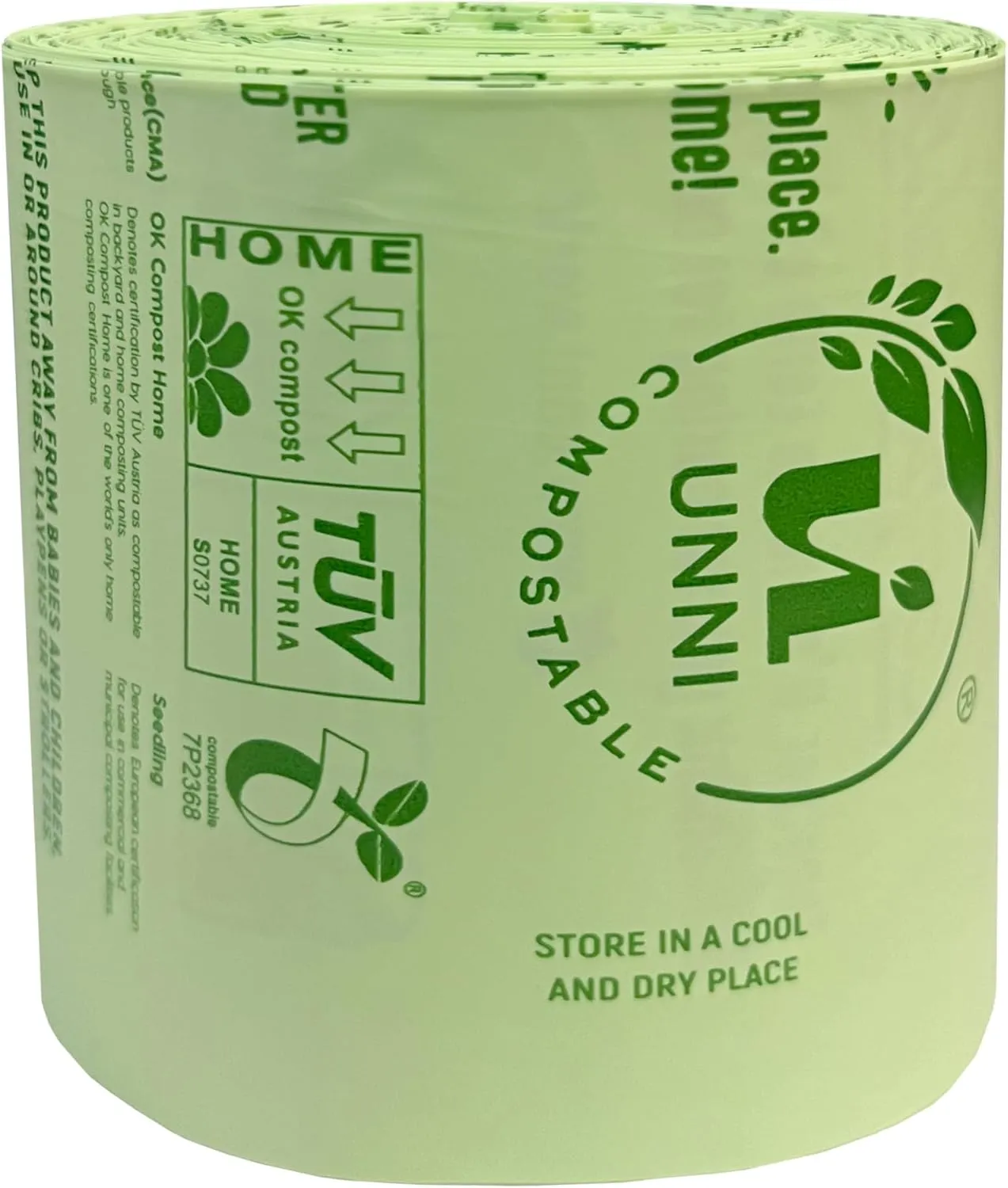 UNNI Compostable Liner Bags, 4 Gallon, 15 Liter, 200 Count, 0.75 Mil Extra Thick, Food Scrap Bags for Small Bins, ASTM D6400, US BPI, CMA and Europe OK compost HOME Certified, San Francisco