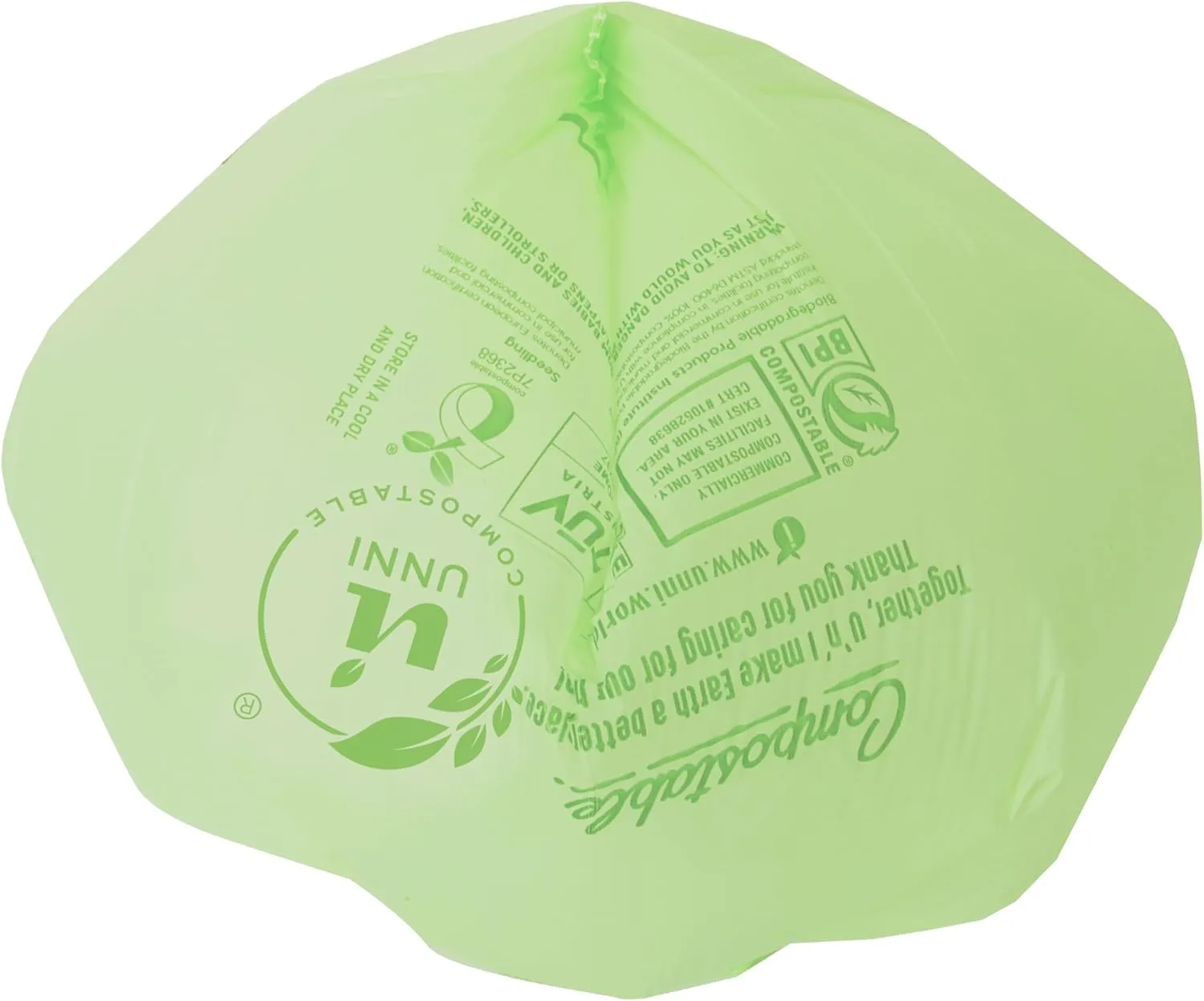 UNNI Compostable Liner Bags, 4 Gallon, 15 Liter, 200 Count, 0.75 Mil Extra Thick, Food Scrap Bags for Small Bins, ASTM D6400, US BPI, CMA and Europe OK compost HOME Certified, San Francisco