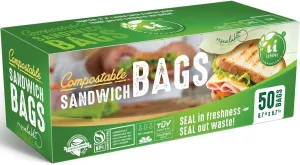UNNI Compostable Sandwich Bags, Resealable Compostable Food Storage Bags, 200 Count, 6.5 x 6.7 inches, Earth Friendly Highest ASTM D6400, US BPI, CMA & Europe OK Compost Certified, San Francisco