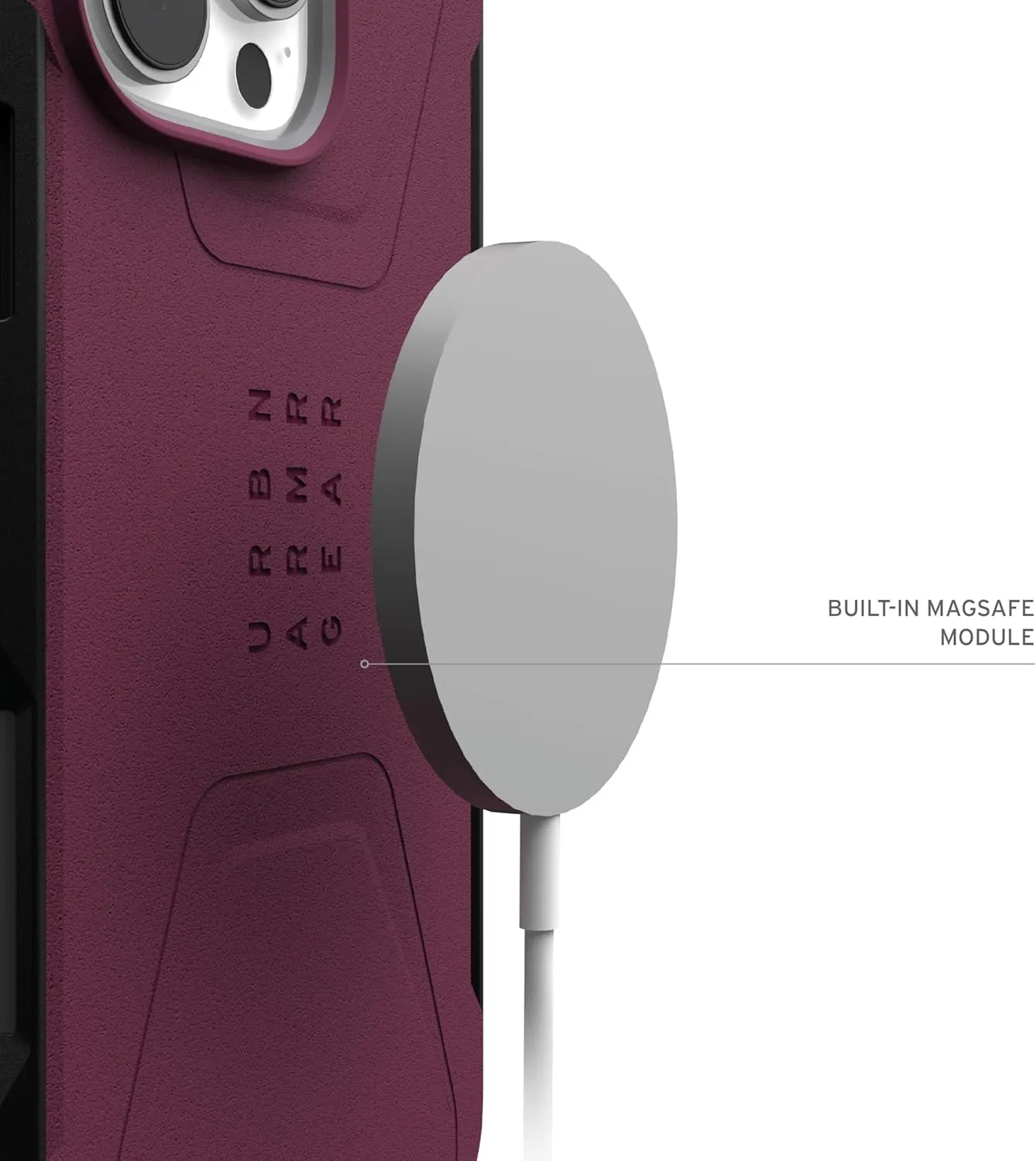 URBAN ARMOR GEAR UAG Designed for iPhone 16 Pro Max Case 6.9" Civilian - Compatible with MagSafe Charging Rugged Slim Sleek Shockproof Anti-Slip Military Grade Protective Cover, Bordeaux