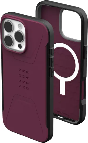 URBAN ARMOR GEAR UAG Designed for iPhone 16 Pro Max Case 6.9" Civilian - Compatible with MagSafe Charging Rugged Slim Sleek Shockproof Anti-Slip Military Grade Protective Cover, Bordeaux