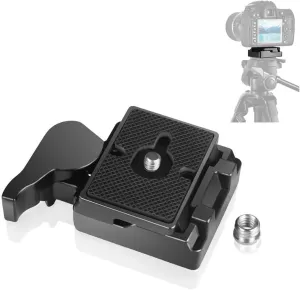 UTEBIT 323 RC2 Quick Release Plate, Metal Rapid Adapter with 1/4" and 3/8" Camera Screw Tripod Mount Plate Fit Only for Manfrotto Tripod
