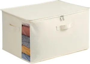 Vailando Large Canvas Comforter Storage Bags Closet Organizer for Clothes Sweater Clothes Organizer with Dual Zipper Three Carrying Handles for Blanket Closet Storage Container 1 Pack