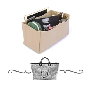 Vegan Leather Handbag Organizer in Dark Beige Color Compatible for the Designer Bag Deauville Tote