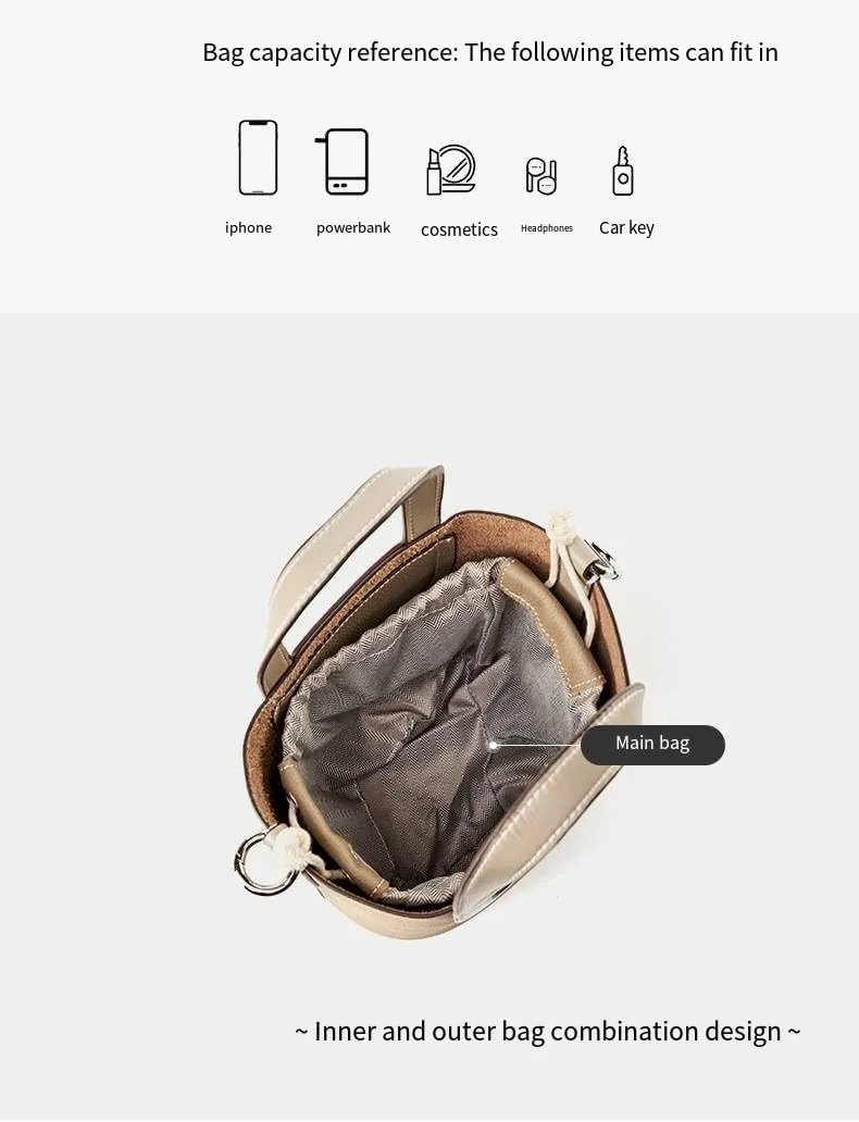 Vegetable basket bucket purses lychee pattern handbags single shoulder crossbody fashionable women's bags